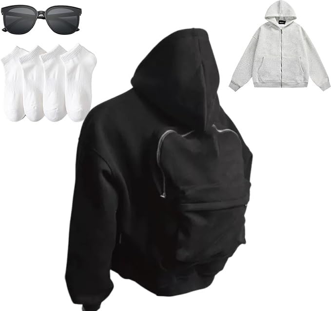 Hoodie with Built in Book Bag - Creative, Travel Essentials Backpack Sweatshirt Backpack Hoodie Women with Pockets