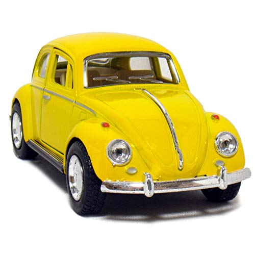 Image of Vintage Die-Cast Metal Toy Car with Openable Doors & Pull Back Action, 1:36 Scale Classic Model Vehicle, Durable Metal Body, Kids Toy Gift for Boys & Girls 3+ Years (Pack of 1) (Yellow)