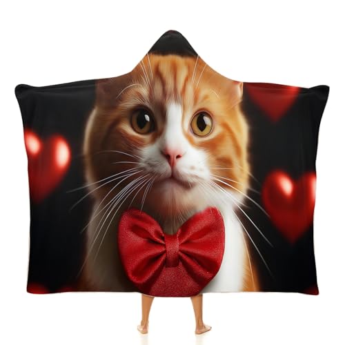 MGDIFYXAA Dibujos Animados Sofa Hombre Mujer Bata Blanket Polar Suave y Caliente,Gato Naranja Cariñoso Manta Cálida para Sofá y Hogar 130 × 150 cm