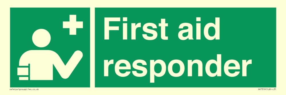 First aid responder Sign - 300x100mm - L31