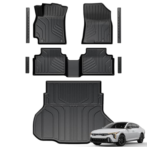 GALVAGNITE Floor Mats for Kia K4 2025-2026 All Weather Floor Mats Trunk Cargo Liner and Door Sill Guards Accessories Full Coverage Set