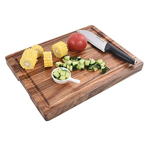 ZESPROKA Acacia Wood Cutting Board - Ultra Thick 16” x 12” x 1.5” - Kitchen Chopping Board with Juice Drip Groove - Ideal for Chopping Meat, Vegetables, Fruits, Bread, Cheese