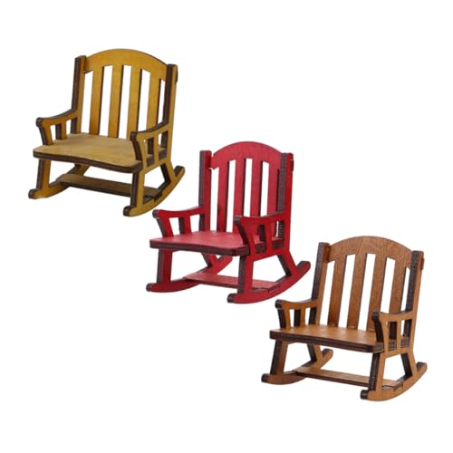 Chaise à bascule miniature en bois lot de 3 pour cadeau loisirs créatifs