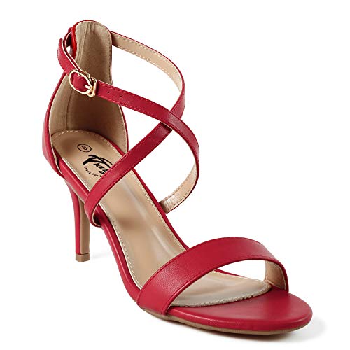 Trary Women's Fashion Stilettos Dress High Heel Sandals Red 07
