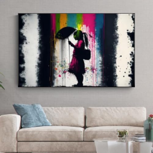 Affiche graffiti fille abstraite toile murale colorée citations street art salon 60x90 cm