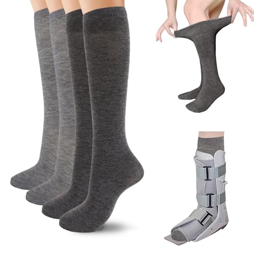 Lot de 4 paires de chaussettes sensorielles sans couture pour bottes de marche - Chaussettes tubulaires médicales respirantes de rechange pour Air Cam Walker, bottes de fracture et soins des jambes