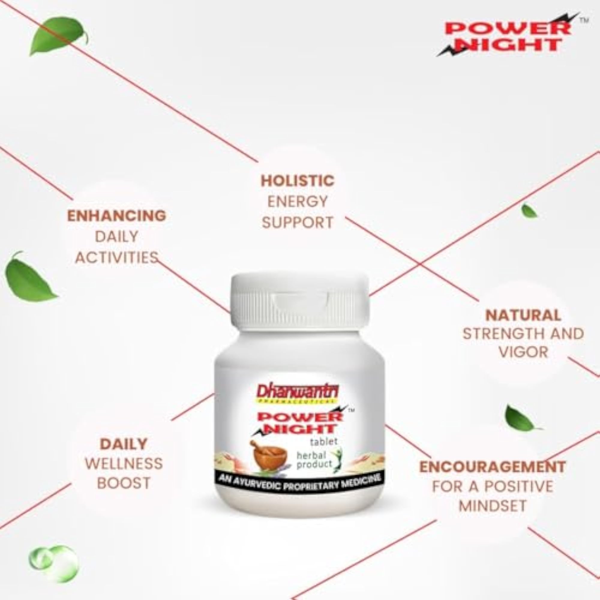 Power Night Ayurvedic Tablets for Energy & Vitality, Herbal Formula
