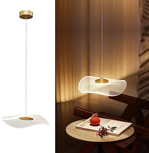Pendant Lights Kitchen Island, Adjustable Heights Hanging Gold Pendant Light 3000K LED Lights for Kitchen Island ,Dining Living,Hallway (1-light)