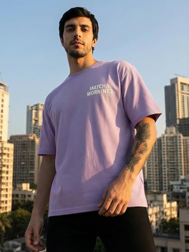 Image of TOXA Men's Pure Cotton Oversized Fit Tshirt | Oversized Baggy Fit Tee with Drop Shoulder | Cool and Stylish Graphic Printed Design Half Sleeve T-Shirt (Available Sizes: S to 2XL)
