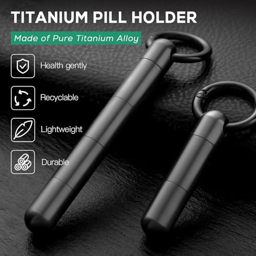Image of Large Keychain Pill Holder.TISUR Titanium Pill Case Waterproof Pill Fob for Travel Purse Pocket,Pill Organize