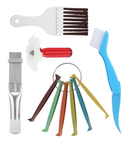 HZ-MONSTAR 5PCS Air Conditioner Condenser Fin Comb Set, 3Pcs Fin Comb Condenser Fin Straightener, 2Pcs Coil Cleaner Fin Comb, AC Fin Comb and Brown Brush Air Conditioner Fin