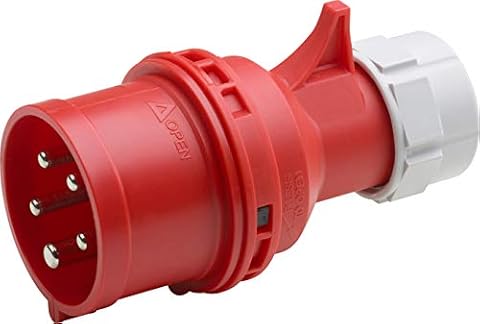 Meister Wtyczka CEE — 5-biegunowa — czerwona — 400 V — 16 A — maksymalny przekrój kabla 2,5 mm² (elastyczne żyły) & 4,0 mm² (sztywne żyły) — IP44 na zewnątrz/wtyczka wysokiego prądu / 7424020