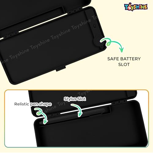 Image of Toyshine 2 in1 Digital LCD Writing Pad Children Doodle Board with Pencil Box for Kids 3-10 Years Old Boys /Girls Gifts Education Learning Toy, Black