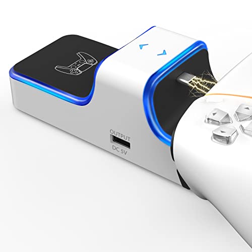 Daugee PS5 Controller Ladestation, DualSense Ladestation für Playstation 5 Controller mit LED-Anzeige, PS 5 Ladegerät Schnelle Dual USB C Laden Dock Station mit Typ-C Kabel - Weiß Cover