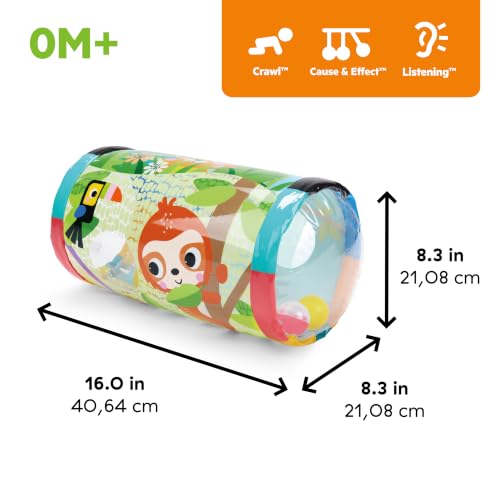 Image of Bright Starts Roll-Along Rainforest Baby Toy, Push & Crawl Activity Toy with Rattle Balls, Portable Travel Roller Toy for Infants & Toddlers, Unisex, 0M+
