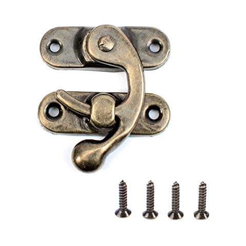 15pcs Antique Vintage Lock Clasp with Screws - Right Latch Hook Hasp 42mm x 37mm Swing Arm Latch Plated Bronze Cover