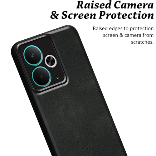 Image of amazon basics Back Cover for Realme 14T 5G | Ultra Slim Soft Rubberised Case | Oil Feel Soft Leather Back | Camera Protection - Black
