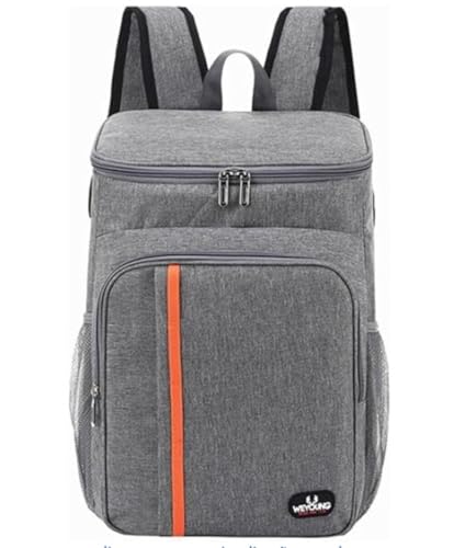 Mochila Térmica Resistente à Água – Bolsa Cooler Portátil para Praia, Viagem e Camping, Mantém Bebidas Geladas e Alimentos Quentes, Ideal para Cerveja, Lanches e Piqueniques (Cinza)