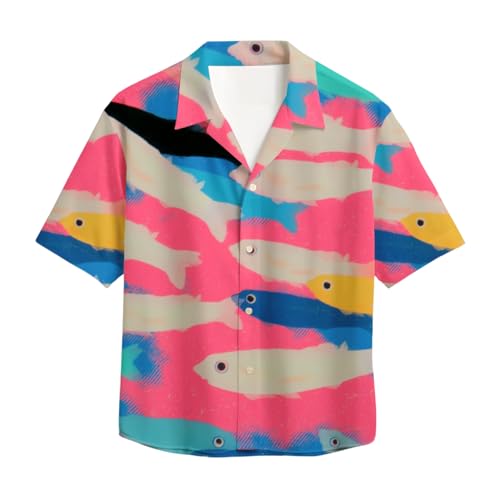 Image of Men's Floral Button-Down Shirt, Cotton Blend Stretchable, Casual Printed Striped Stylish Shirt