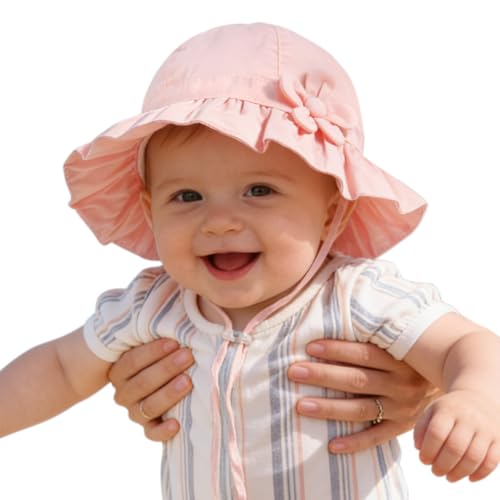 Image of Baby Girl Wide Brim Bucket Hats with UPF 50+ Outdoor Adjustable Beach Hat with Sun Hat