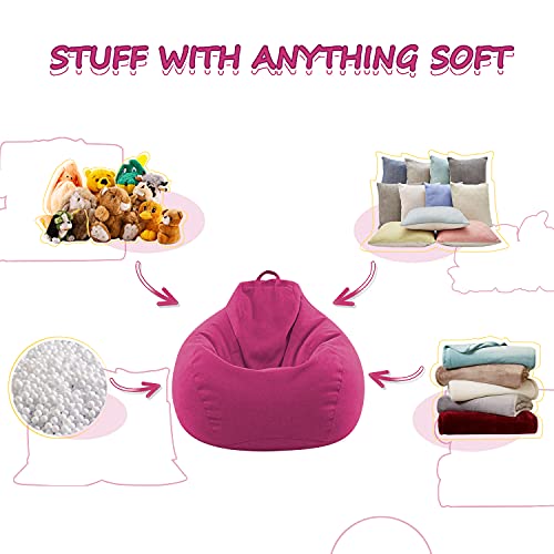 Langla-Shades Bean Bag Chair Cover, Indoor Outdoor Beanbag Seat Sofa without Filling, Rose Red, 80cm x 90cm - Image 3