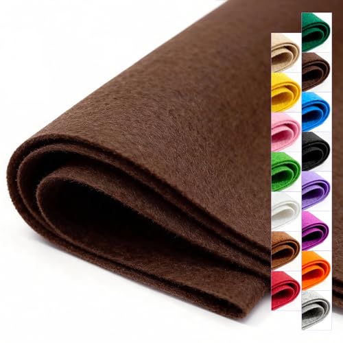 Image of Felt Fabric 36'' X 36'' Large Felt Sheets Stiff Craft Felt by The Yard for DIY Crafts Letter Coaster Flower Ornament Sewing Party Decoration Christmas Supplies Nonwoven (Brown)