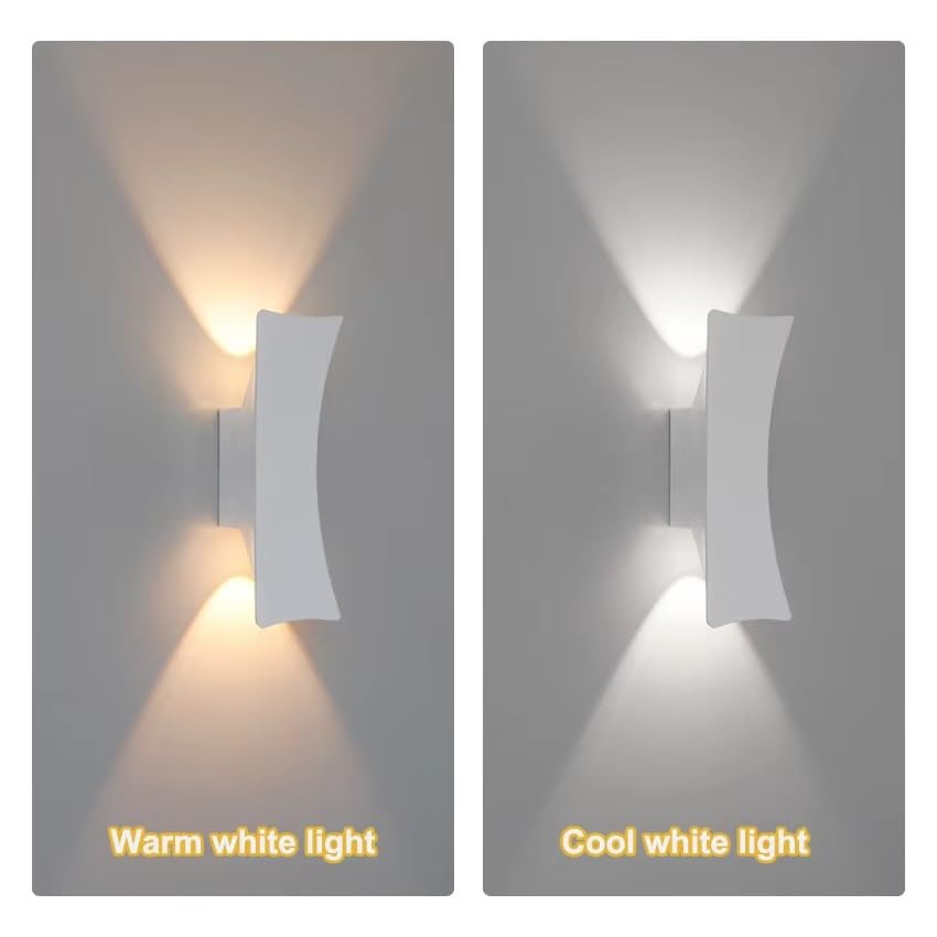 Lampa ścienna LED - wklęsłe aluminiowe oświetlenie zewnętrzne do ogrodu, ganku, przedpokoju, czarno-białe oświetlenie dekoracyjne, nowoczesny styl