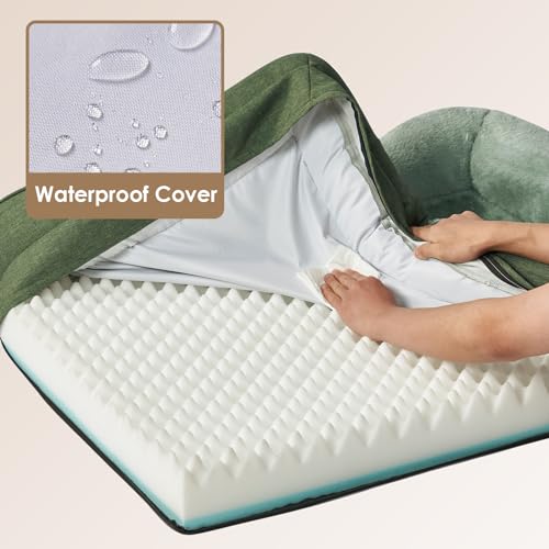 EHEYCIGA Orthopädisches Hundebett Grosse Hunde, 106.5x76x18.5cm, Memory Foam Waschbar und Wasserdicht Hundekorb mit 4 Rändern, Hundesofa Hundecouch rutschfest, Grün