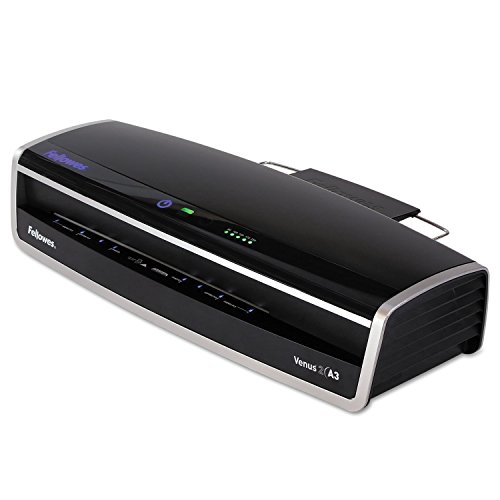 Fellowes Laminator Venus 2 125, Rapid 30-60 Second Warm-up Laminating Machine, with Laminating Pouches Kit (5734801), Black, Silver, 5.1" x 21.3" x 8.2"