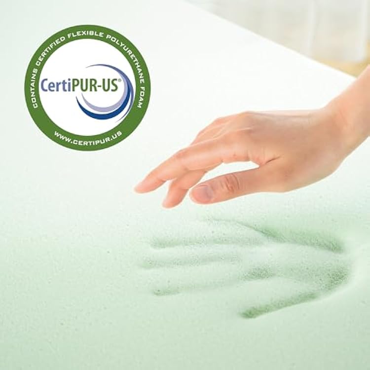 ZINUS 1.5 Inch Green Tea Memory Foam Mattress Topper, Dorm Bedding, Pressure-Relieving Layer, Ideal for Back Pain Relief, Compact WONDERBOX Packaging, CertiPUR-US Certified, Twin