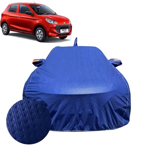 Image of Car Cover for Maruti Suzuki Alto K10 (2022-2026) |100% Waterproof Cover with Antenna & Reflective Mirror Pockets | Dustproof, Scratchproof, Heatproof Car Cover |Soft Cotton Lining| Blue
