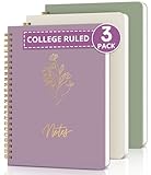 Taja Aesthetic Set of 3 Spiral Notebook for Work, A5 Cute Pretty Lined Journal for Women & Writing, College Ruled Journaling Notebooks, Perfect for School & Office Supplies - Serene Pastel