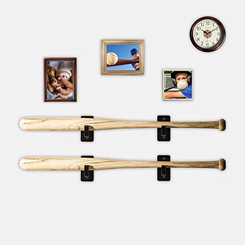 Hikeen 2 Packs Baseball Bat Wall Mount Bat Display Rack Bat Hangers For Wall Bat Wall Holder For Horizontal Display #TOP5