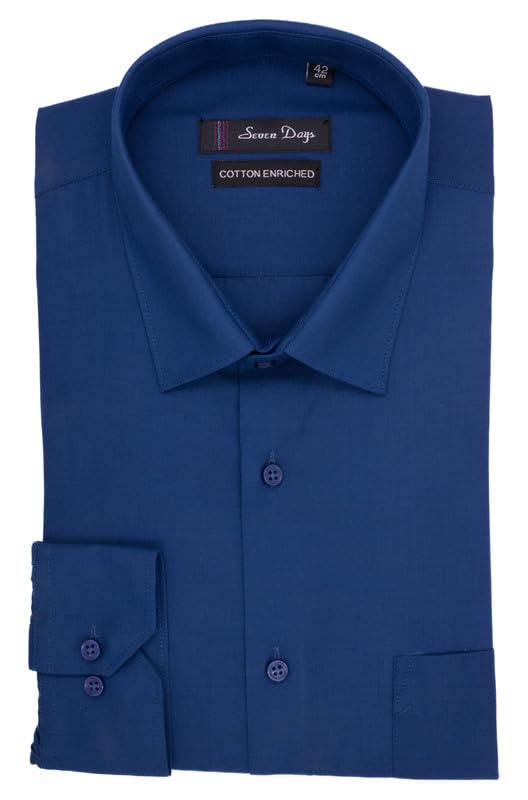 Image of 7-DAYS Men's Premium Formal Shirt - Cotton Blend, Regular Fit, Full Sleeve, with Pocket, Durable & Easy Care - Perfect for Office Wear