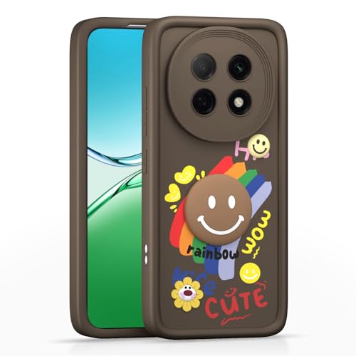 Image of Pikkme Back Cover for Oppo F29 5G | Soft Silicone| Cute Rainbow Smile & 3D Cartoon Flower Design | Shockproof Raised Camera Protection Bumper Case (Brown)