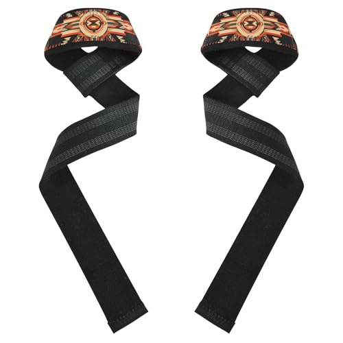 Nander Indian Navajo Cross and Arrow Wrist Straps for Weightlifting,Lifting Straps with Neoprene Cushioned Wrist Padded and Anti-Skid Silicone for Strength Training,Bodybuilding,Deadlifting