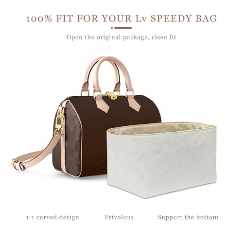 Ultra-light Purse Insert Organizer Compatible with Lv speedy 25,Carryall PM Bag and More, Water-proof Dupontpaper Handbag Storage for Luxury Bags, Keeps Tote Handbags Neat (SP25)
