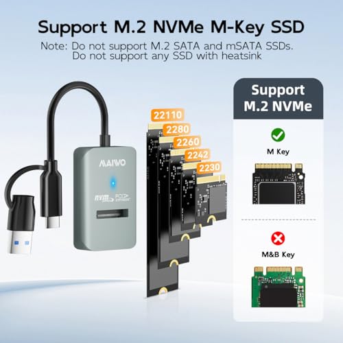 Adaptador MAIWO M.2 NVMe a USB con carcasa 8TB miniatura 2