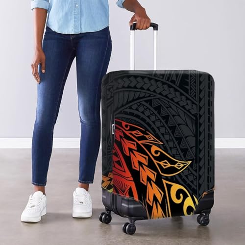 Polynesian Hawaiin Hibiscus Flowers Luggage Cover for Suicase, Cool Animals Suitcase Protectors, Washable & Stretchable Suitcase Cover for 18-21 Inch Luggage4