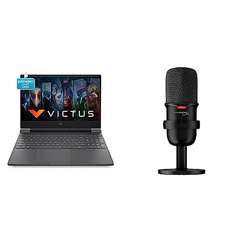Image of HP Victus Gaming 12th Gen Intel Core i5 12450H Processor 15.6 inch(39.6 cm) FHD Gaming Laptop & HyperX SoloCast - USB Condenser Gaming Microphone, for PC, PS4, and Mac