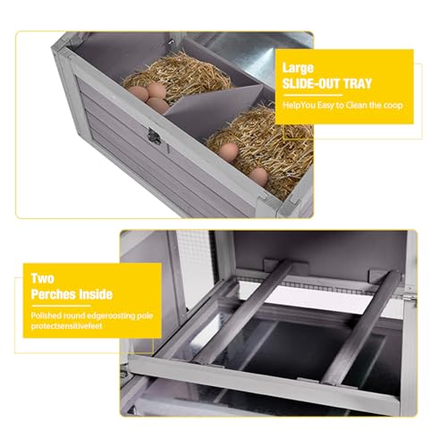 Aivituvin 80in Chicken Coop Mobile Hen House Outdoor Wooden Poultry Cage with Wheels Nesting Box Run - Image 5