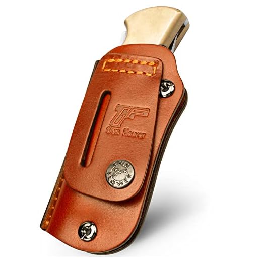 GUN & FLOWER Handmade Leather Sheath for the Buck 110 & 112 Ranger Folding Knife (Knife not included), Retention Adjustable, Fit 1.5'' and 1.75'' Wide Belt