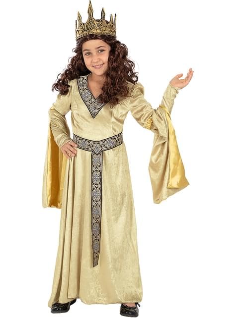 Genérico Vestido Medieval de Princesa con Cinta Dorada y Mangas Acampanadas