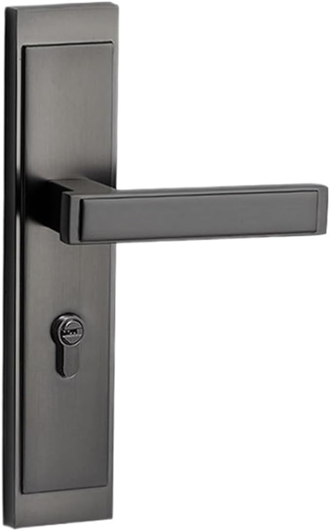 Indoor Door Lock Simple one-Piece Mechanical Silent zinc Alloy Handle Minimalist Bedroom Handle Lock(Black and red Antique Style)