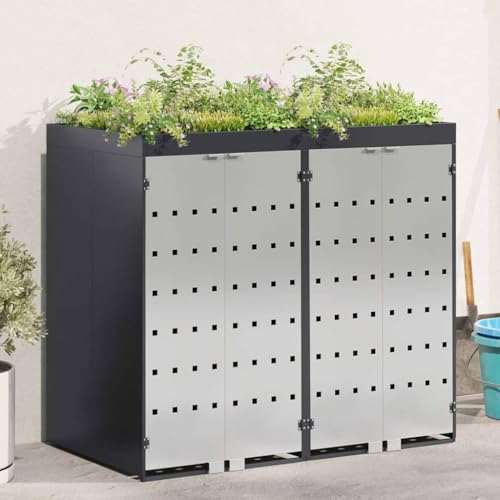 Générique Rangement de Poubelle à roulettes pour 3 poubelles Anthracite,Maison & Jardin,Produits ménagers,Accessoires pour conteneurs à déchets,Cache-conteneurs à déchets,Anthracite,47.1 KG,3394783