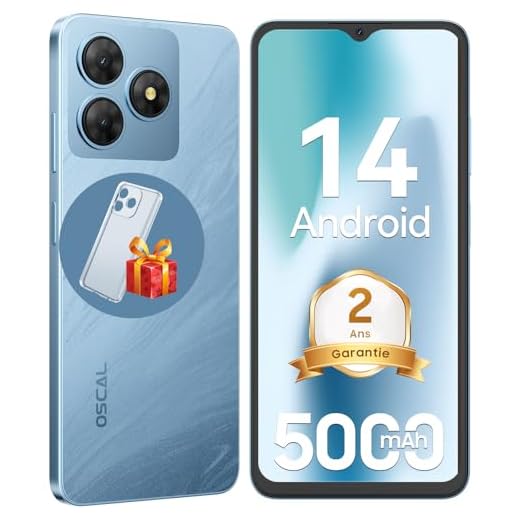 OSCAL Telephone Portable,Flat 2C Android 14 Telephone,6Go+64Go/TF 2To, Octa Core, 6.56" HD+,Batterie 5000mAh Smartphone Pas Cher,13MP+8MP,4G Smartphone, Face ID/Dual SIM/GPS/2Ans De Garantie -Bleu
