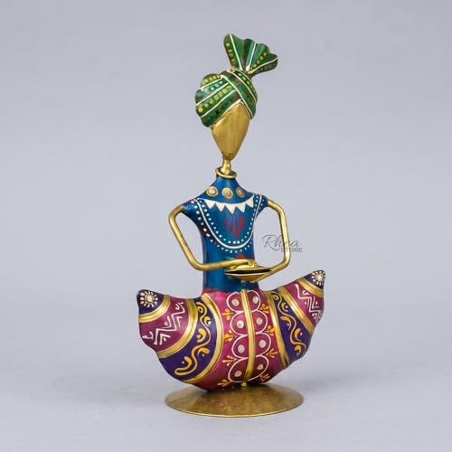 Image of Rajasthani Majira Player Mini Sardar Metal Showpiece, Handcrafted Traditional Figurine Table Decor Item for Corporate Bulk Gifting and Home Festive Decoration (Pack of 1)