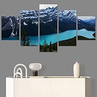 SIGNWIN 5 Panel Canvas Wall Art Aerial Cool Lake Landscape Multicolor Photography Realism Relax/Calm Zen for Home Decorations Ready to Hang - 60
