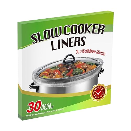30×Slow Cooker Liners and Cooking Bags, Extra Large Cooking Liner Disposable Pot Bags, Fit 6QT to 10QT for Slow Cooker, Oval & Round Pot 14