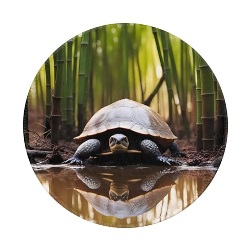 Alfombrilla de ratón redonda de tortuga linda de 20,3 cm, parte trasera de goma para trabajo y videojuegos, perfecta para escritorio, ordenador portátil